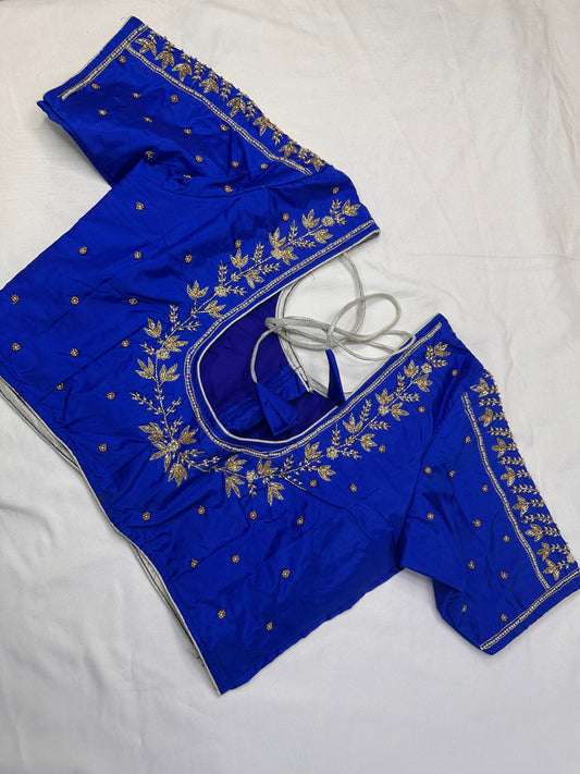 Blue Pearl Kardana Maggam Aari Work Blouse