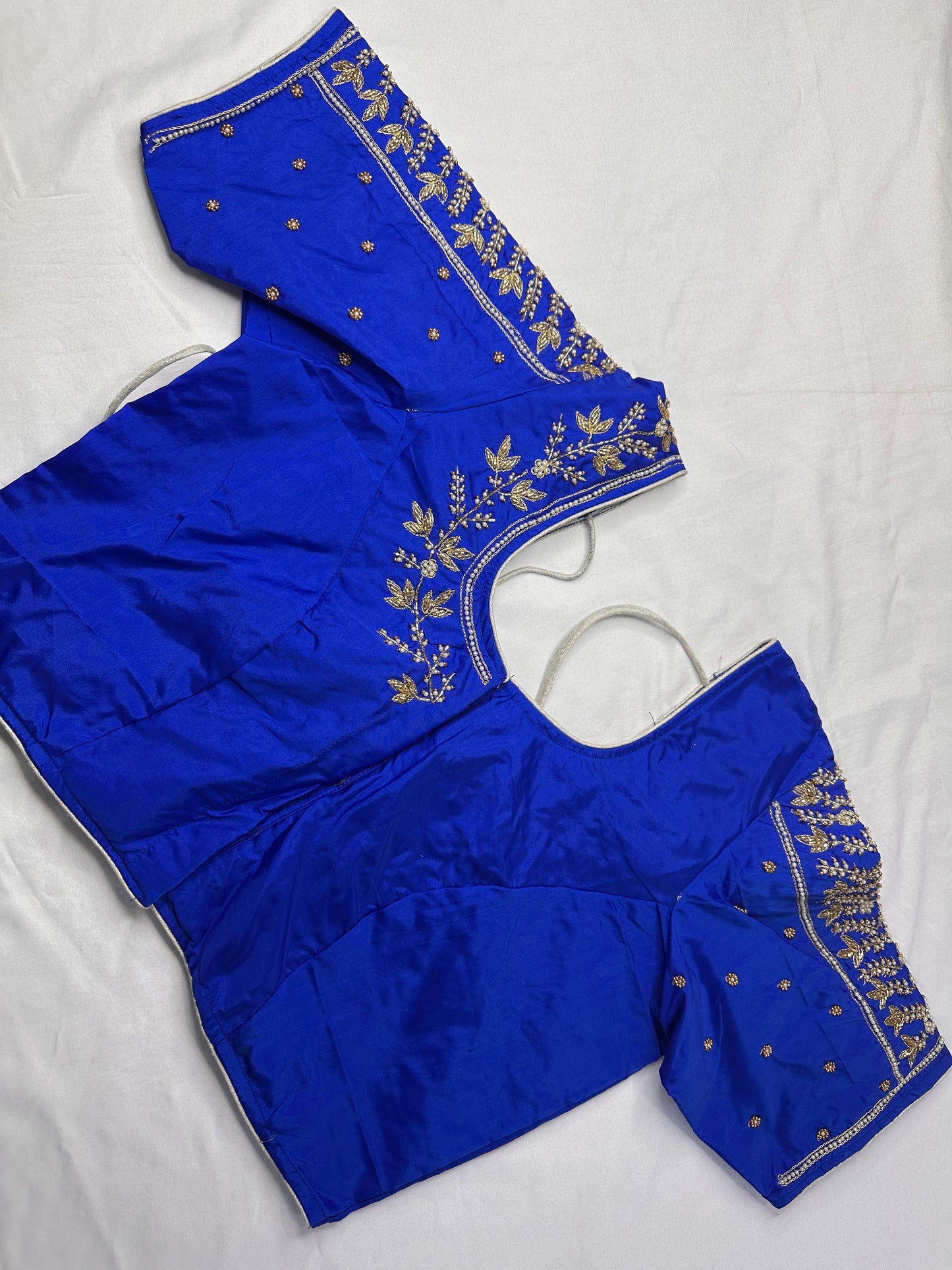 Blue Pearl Kardana Maggam Aari Work Blouse