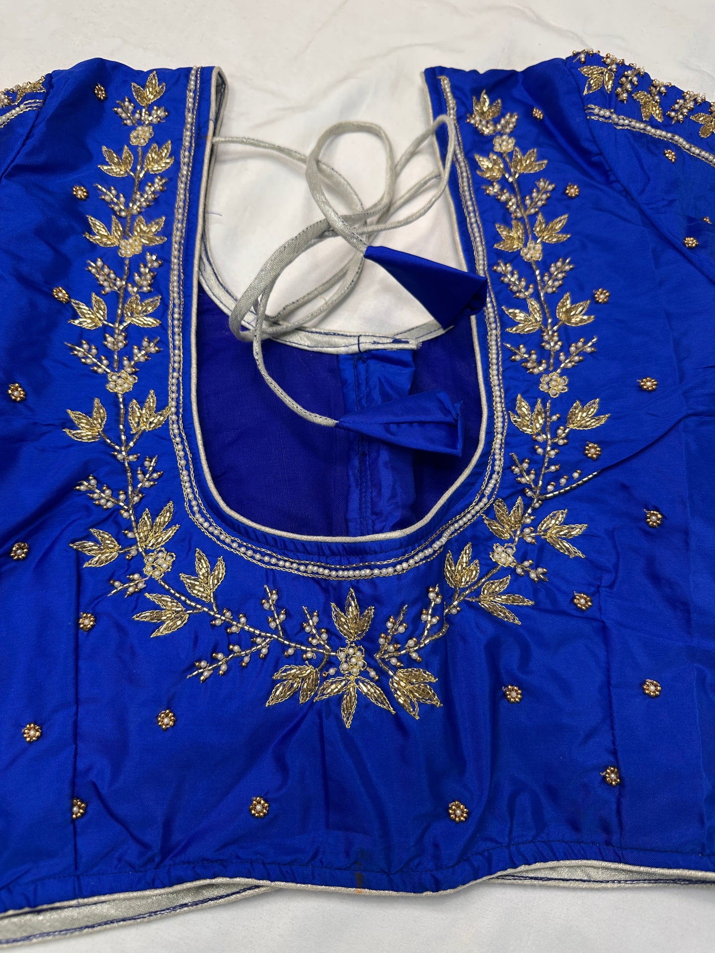 Blue Pearl Kardana Maggam Aari Work Blouse