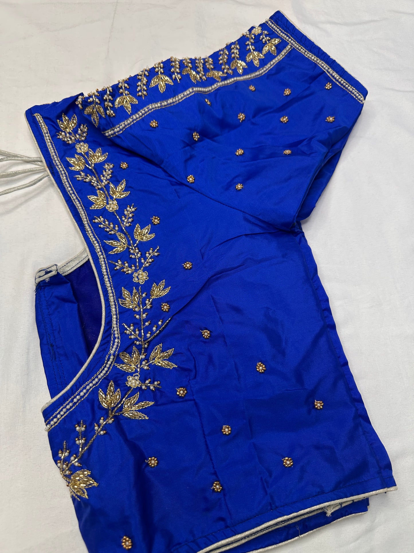 Blue Pearl Kardana Maggam Aari Work Blouse