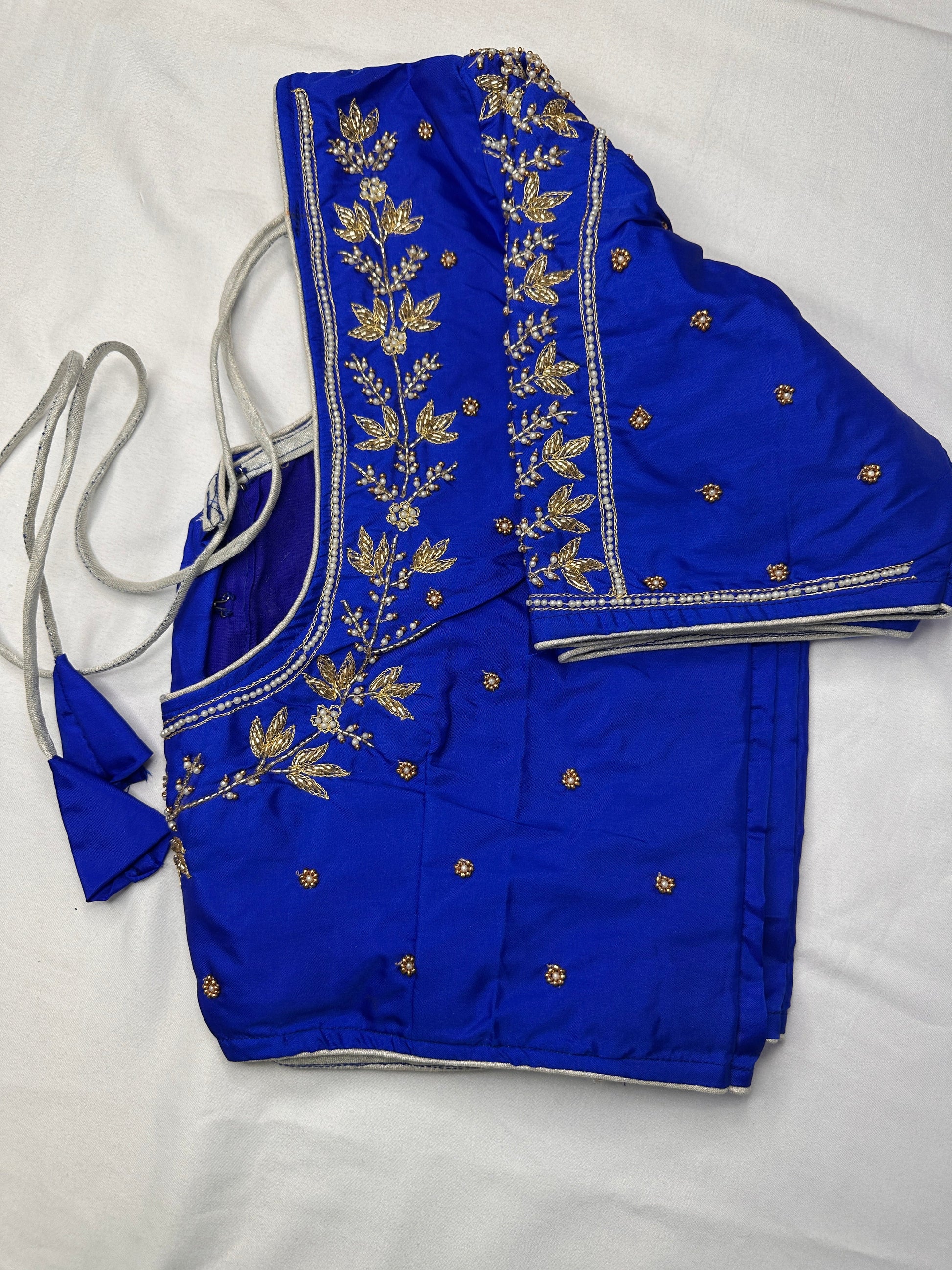 Blue Pearl Kardana Maggam Aari Work Blouse