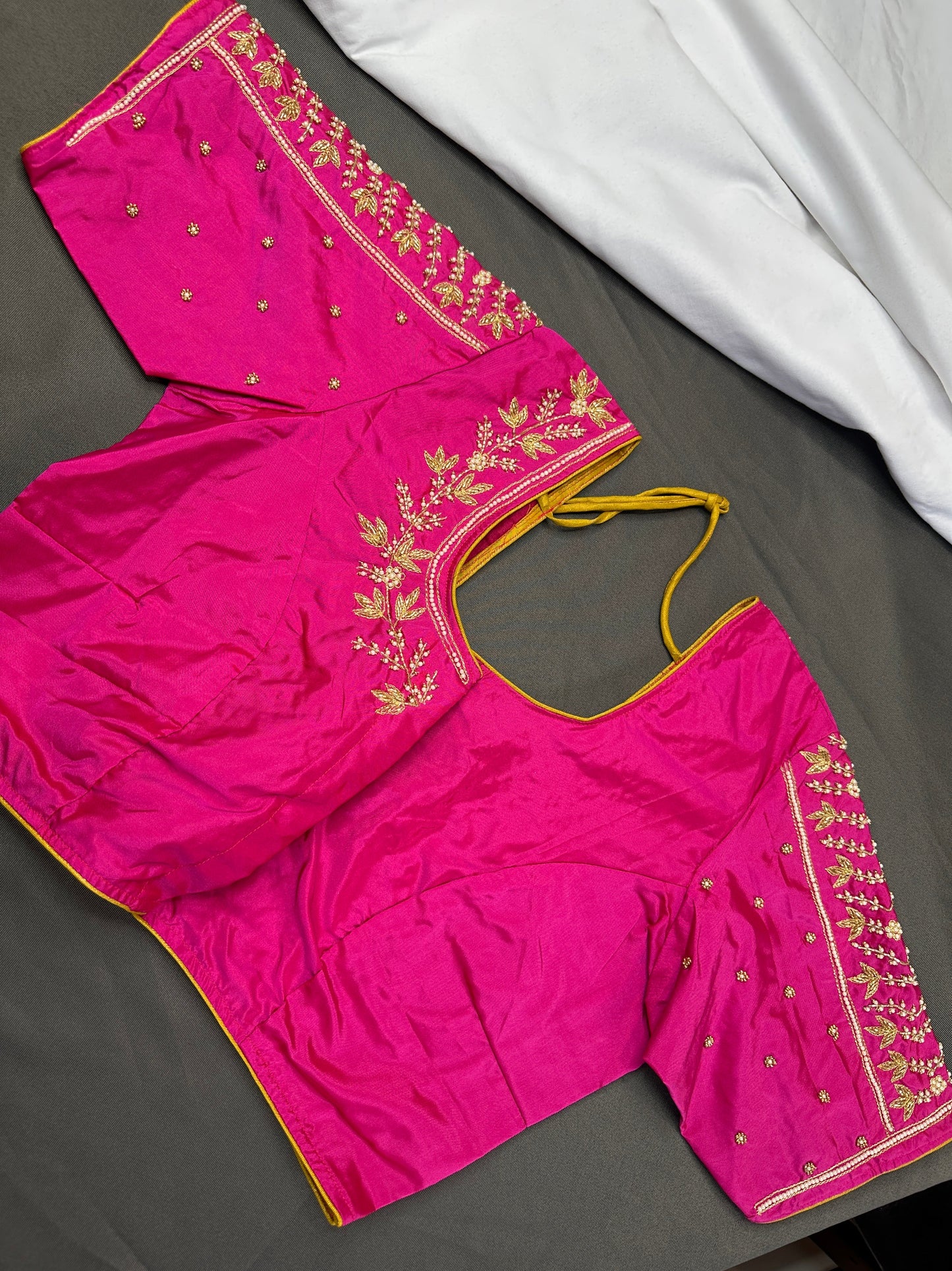 Pink Pearl Kardana Maggam Aari Work Blouse