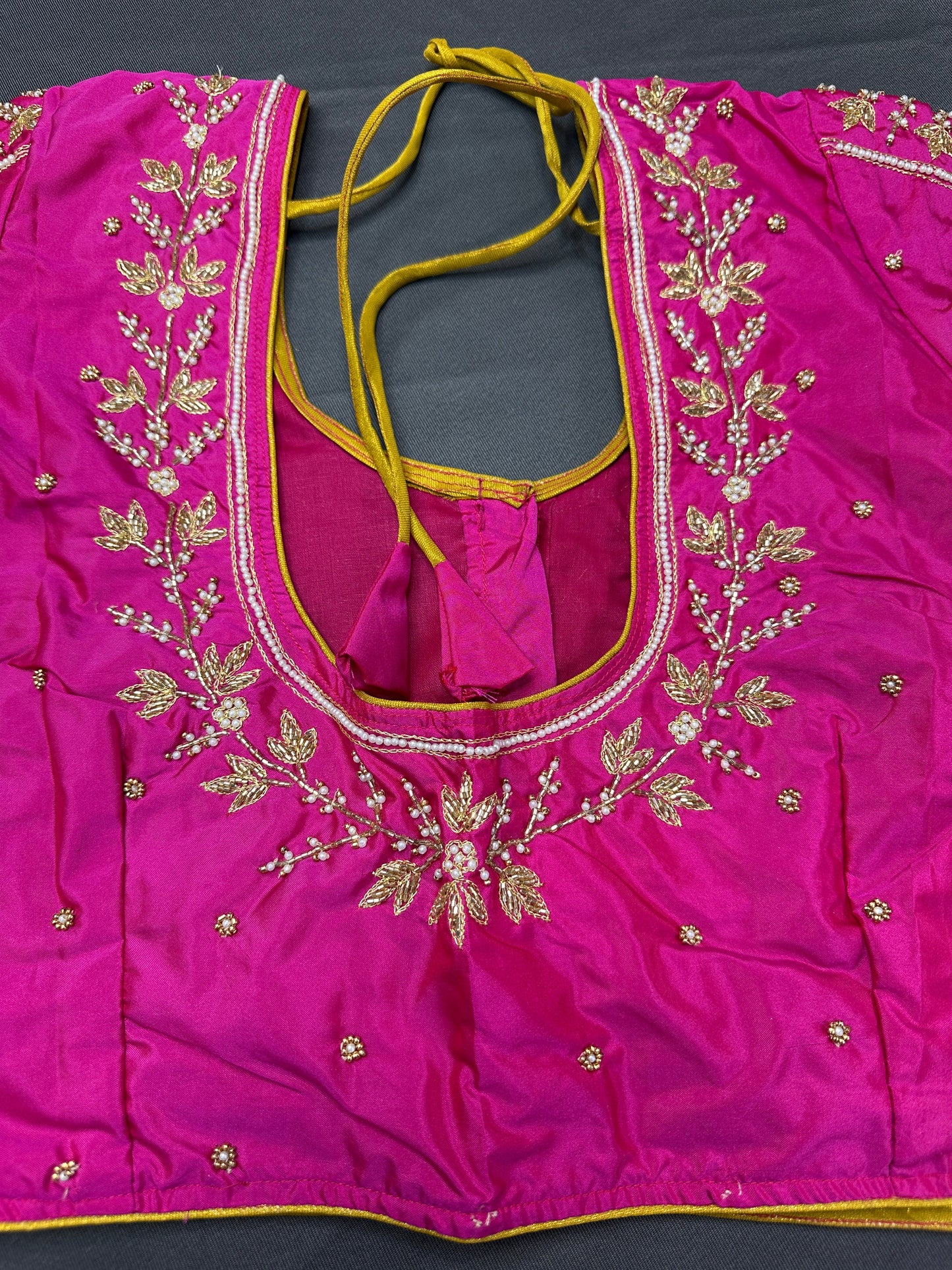 Pink Pearl Kardana Maggam Aari Work Blouse