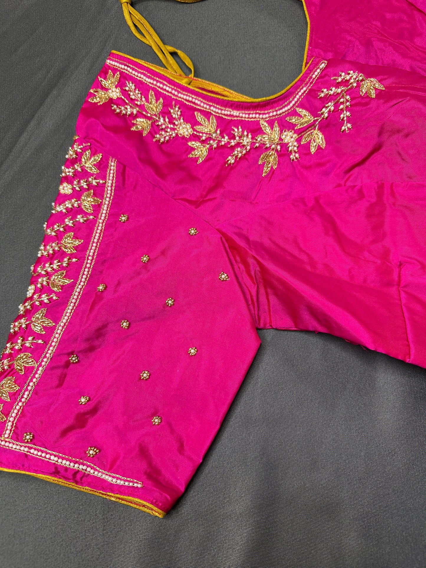 Pink Pearl Kardana Maggam Aari Work Blouse