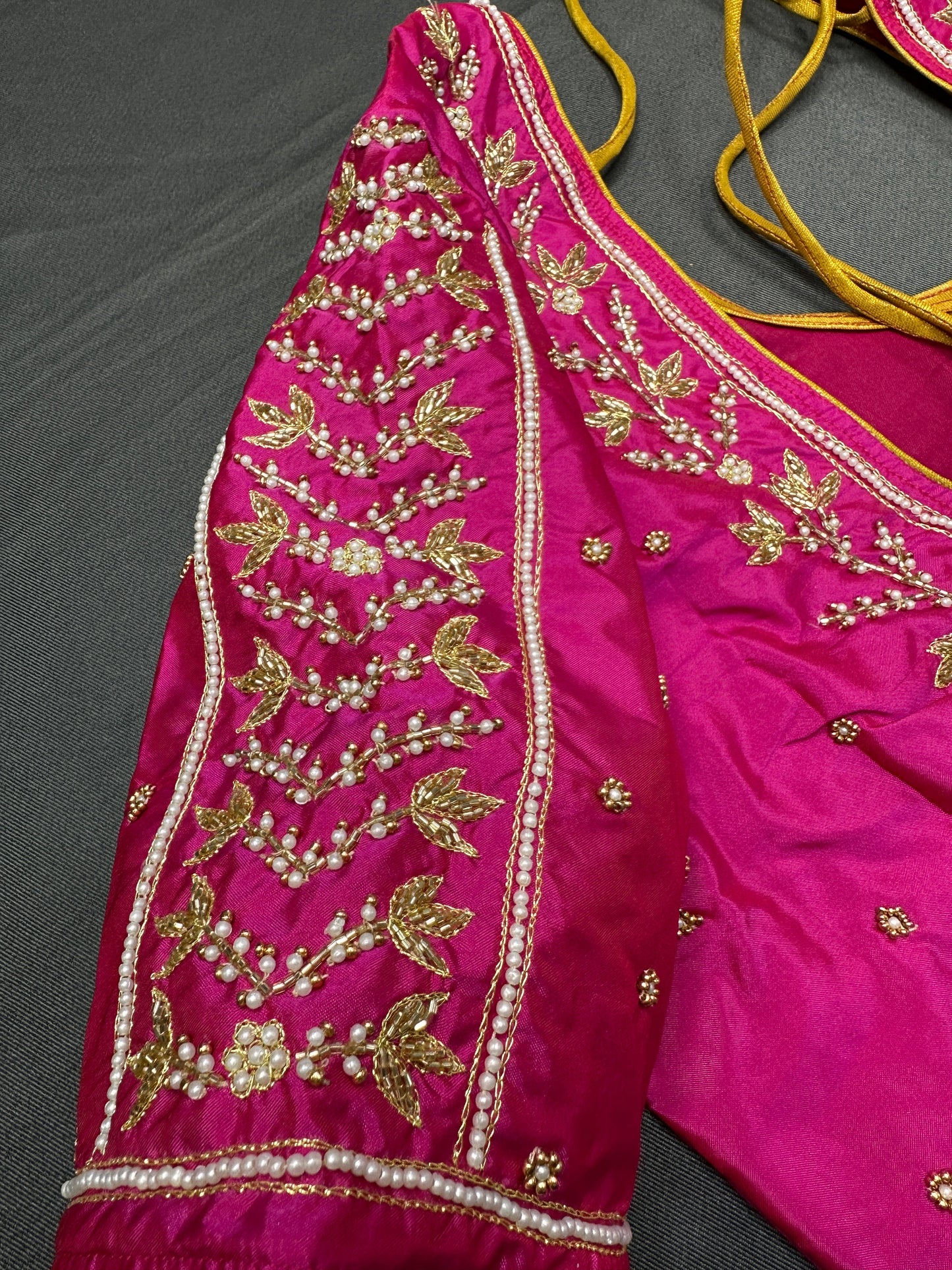Pink Pearl Kardana Maggam Aari Work Blouse