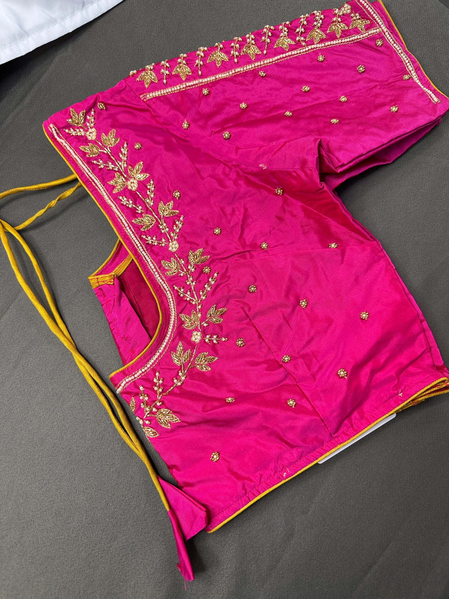 Pink Pearl Kardana Maggam Aari Work Blouse