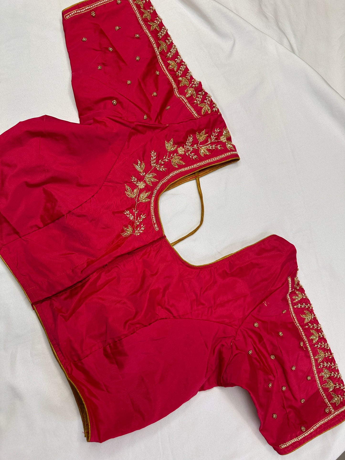 Pink Pearl Kardana Maggam Aari Work Blouse