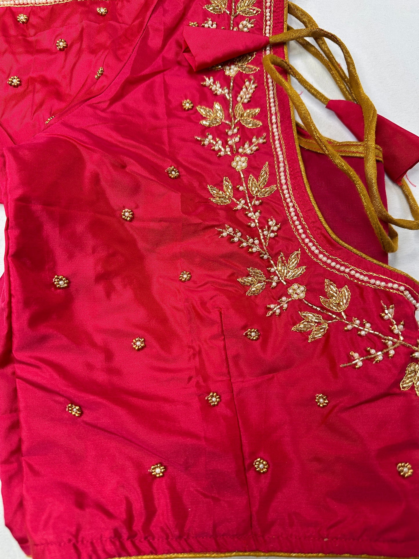 Pink Pearl Kardana Maggam Aari Work Blouse