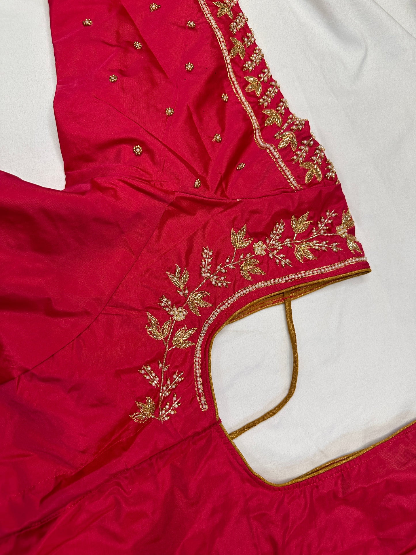 Pink Pearl Kardana Maggam Aari Work Blouse