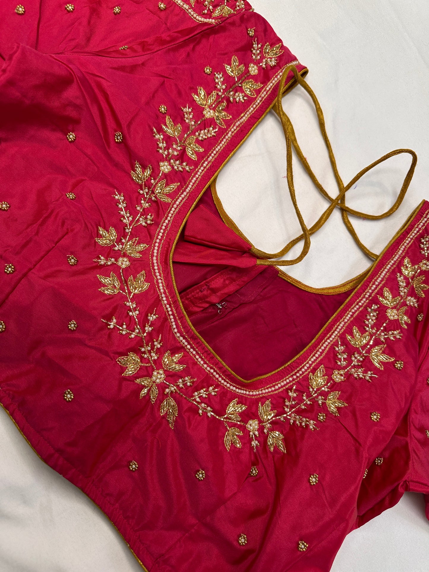 Pink Pearl Kardana Maggam Aari Work Blouse