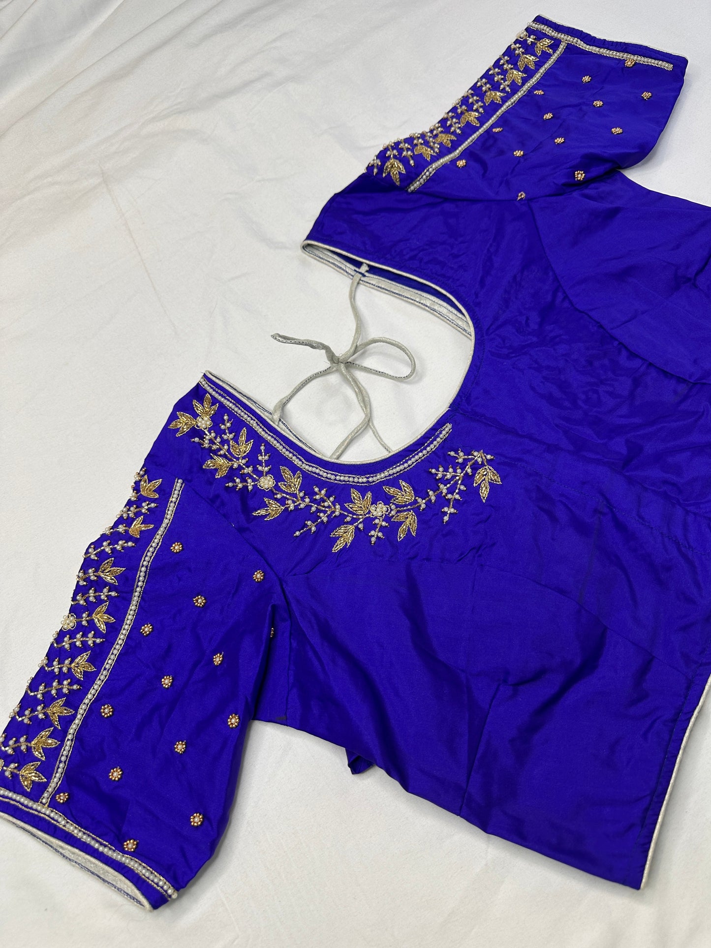 Blue Pearl Kardana Maggam Aari Work Blouse