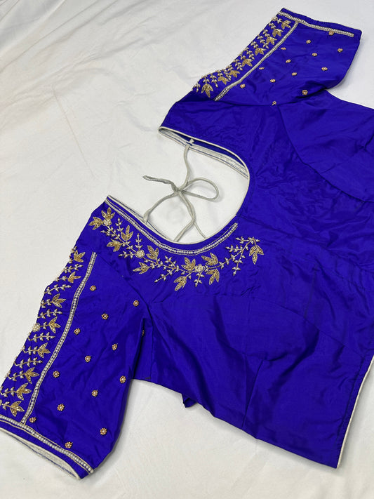 Blue Pearl Kardana Maggam Aari Work Blouse