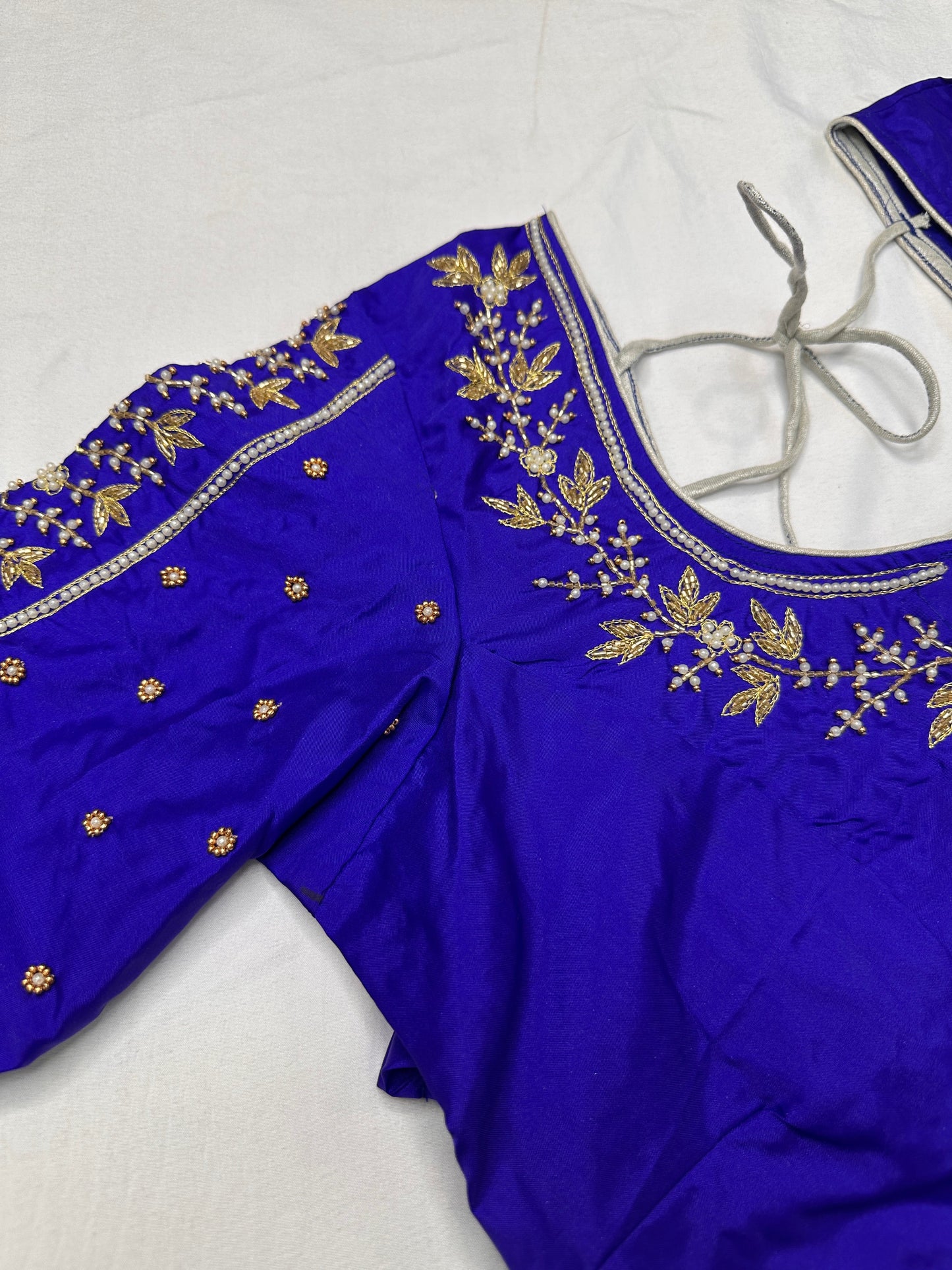Blue Pearl Kardana Maggam Aari Work Blouse