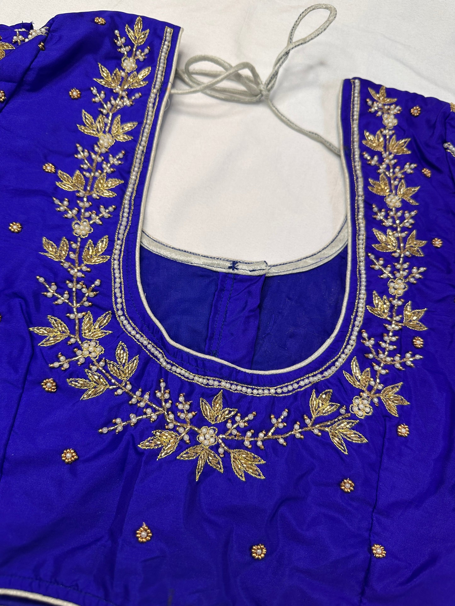 Blue Pearl Kardana Maggam Aari Work Blouse