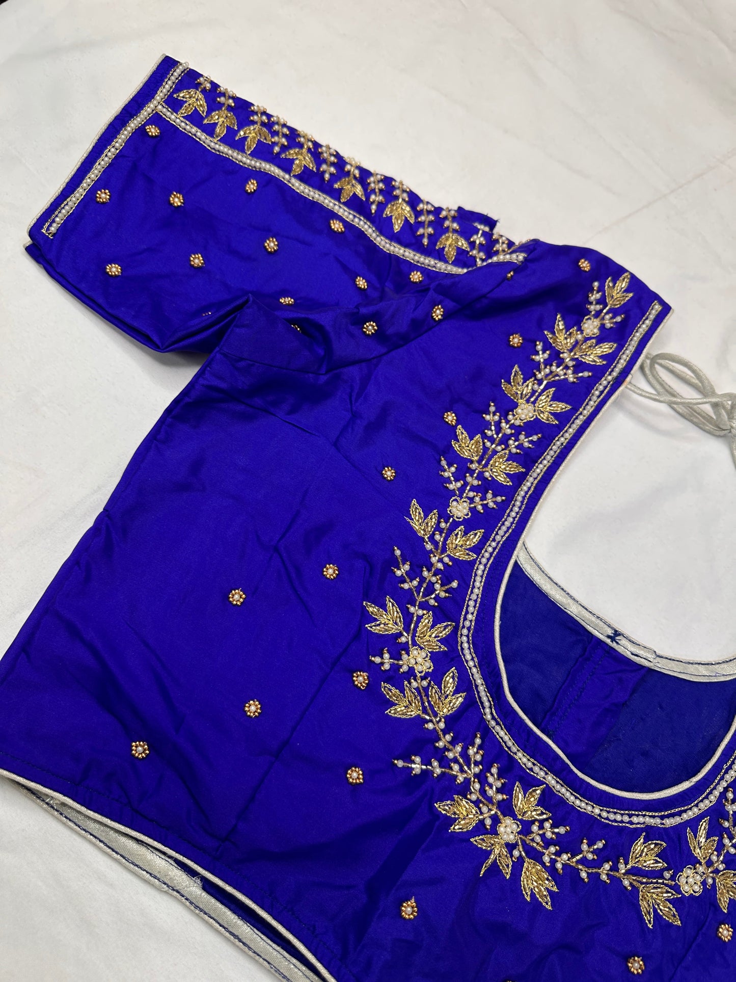 Blue Pearl Kardana Maggam Aari Work Blouse