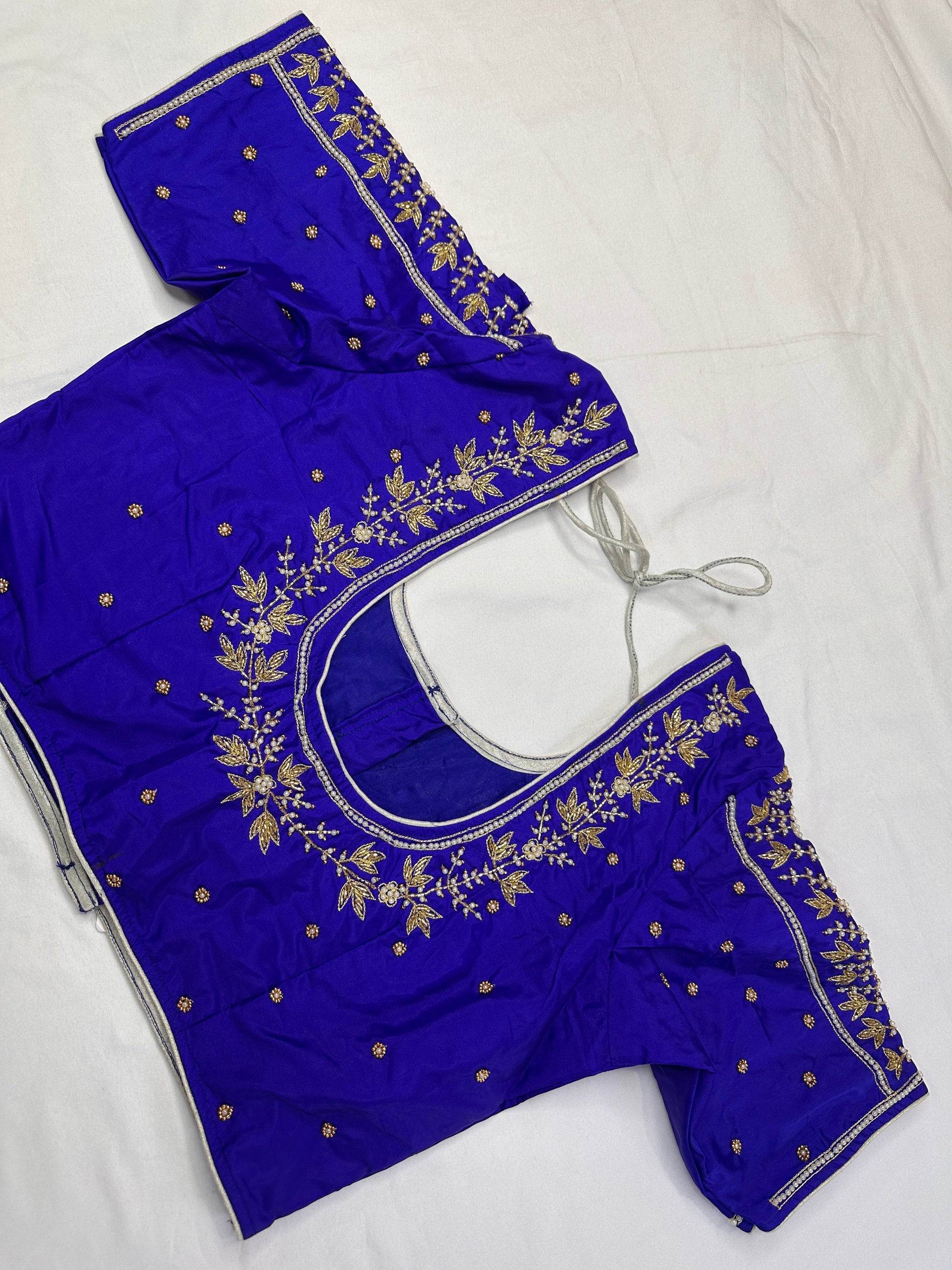 Blue Pearl Kardana Maggam Aari Work Blouse