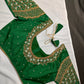 Green Silk Maggam Pearl Work Blouse