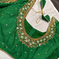 Green Silk Maggam Pearl Work Blouse
