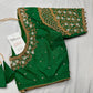 Green Silk Maggam Pearl Work Blouse