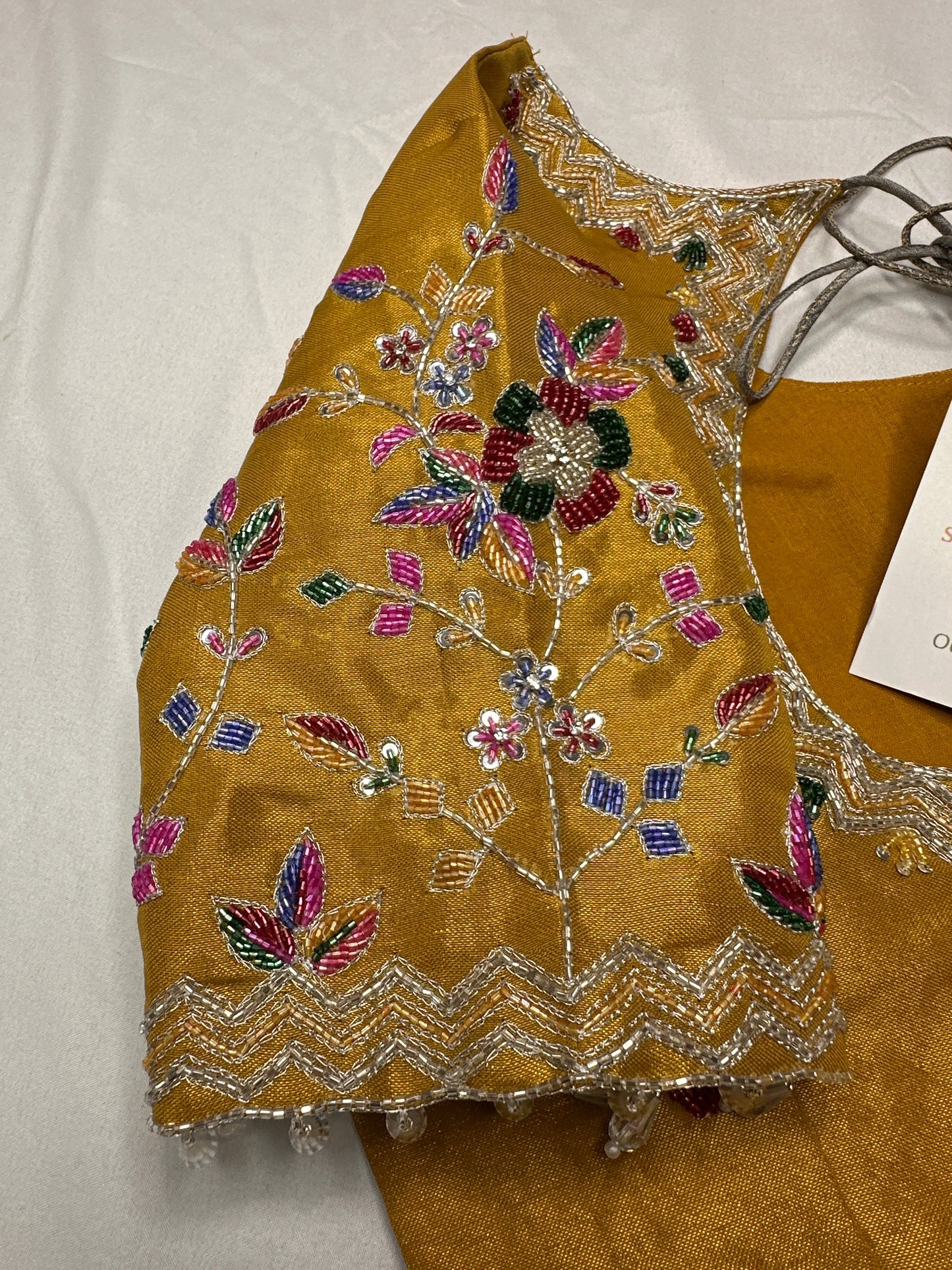 Tissue Golden Multi Color  Maggam Blouse