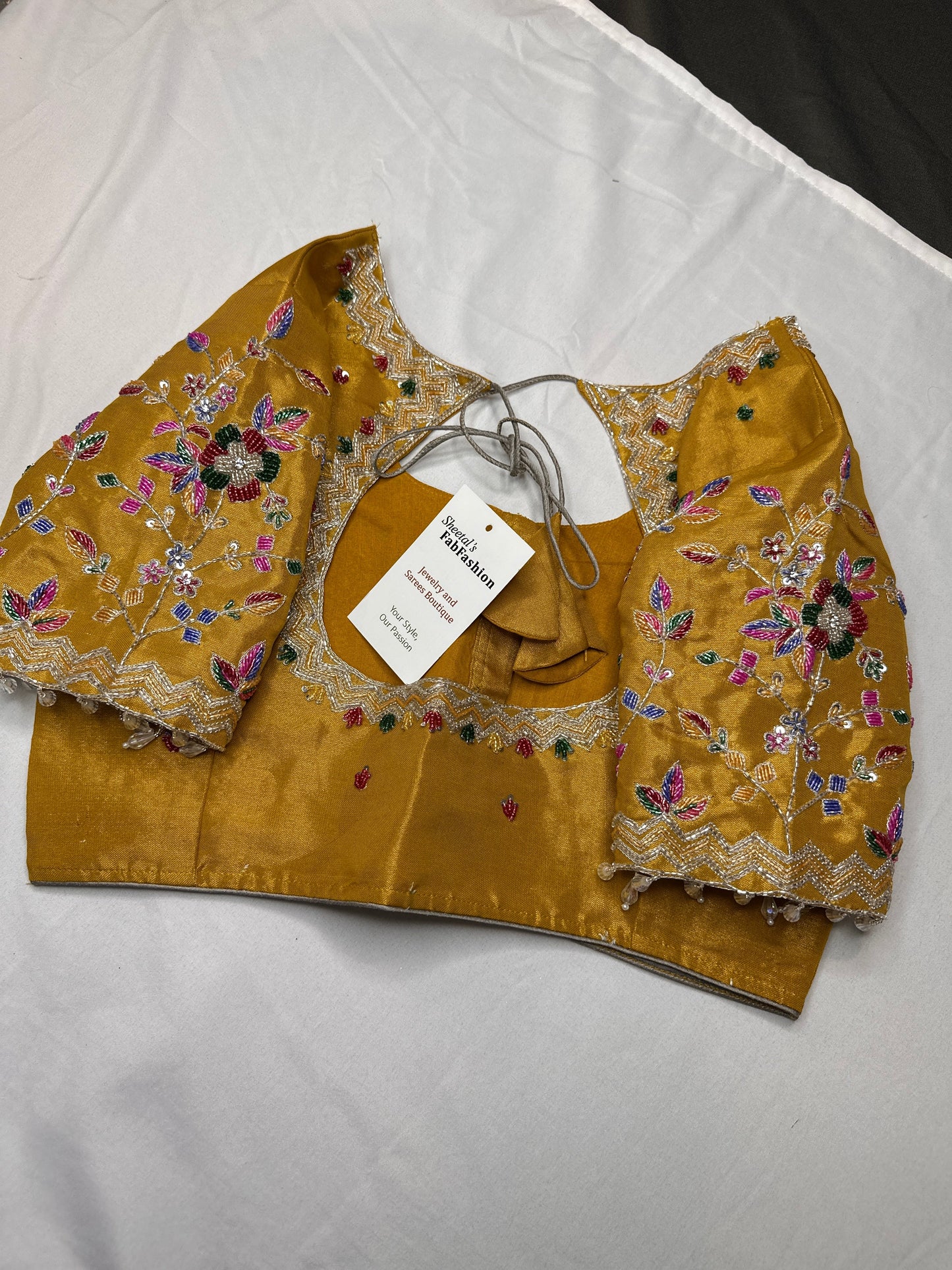 Tissue Golden Multi Color  Maggam Blouse