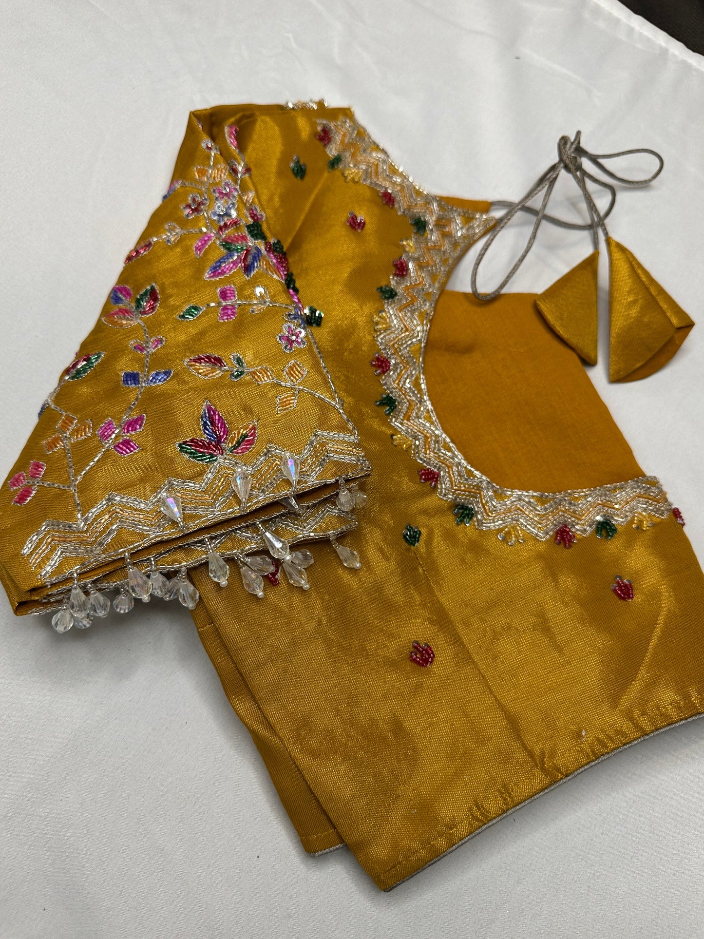 Tissue Golden Multi Color  Maggam Blouse