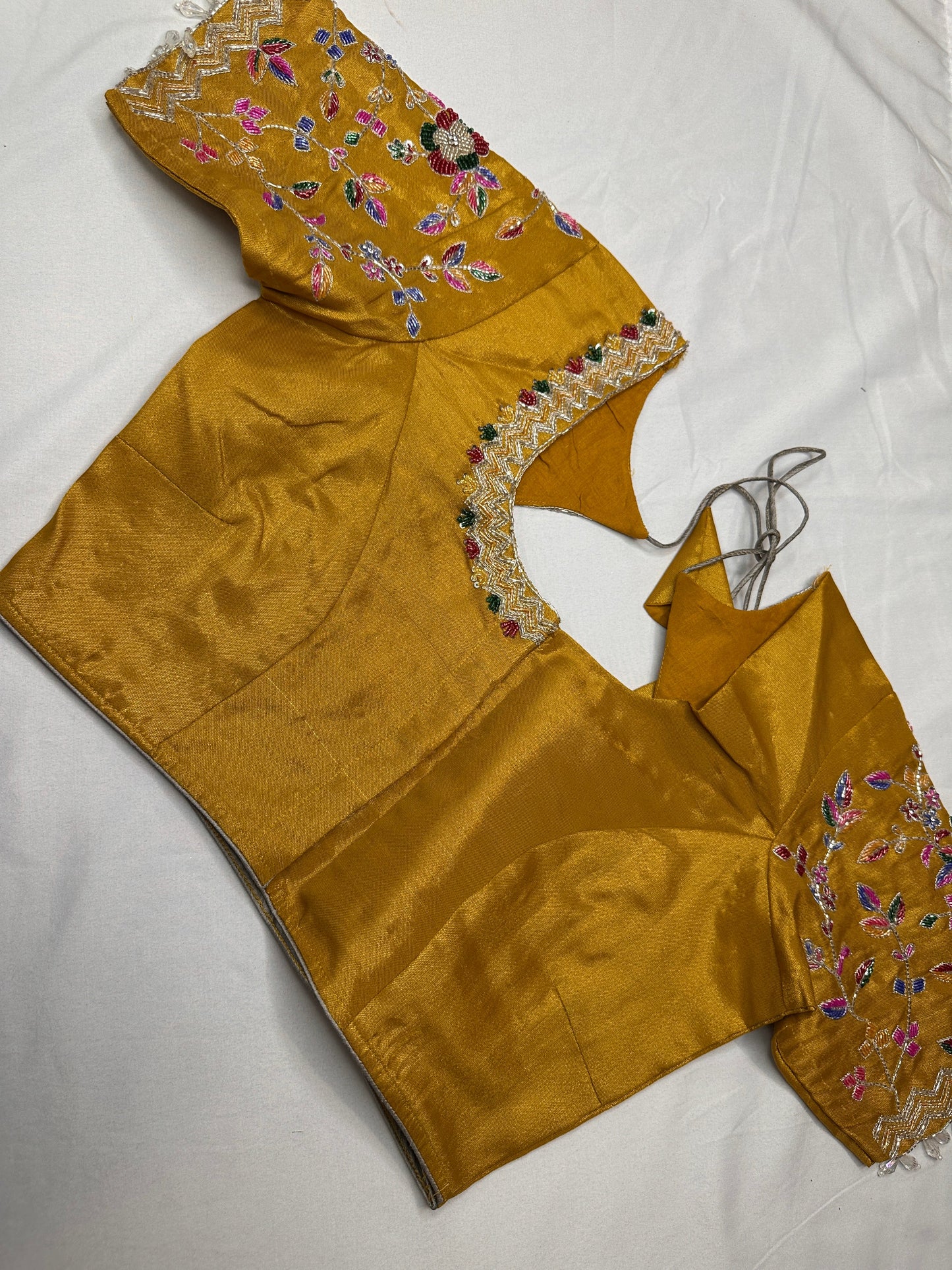 Tissue Golden Multi Color  Maggam Blouse