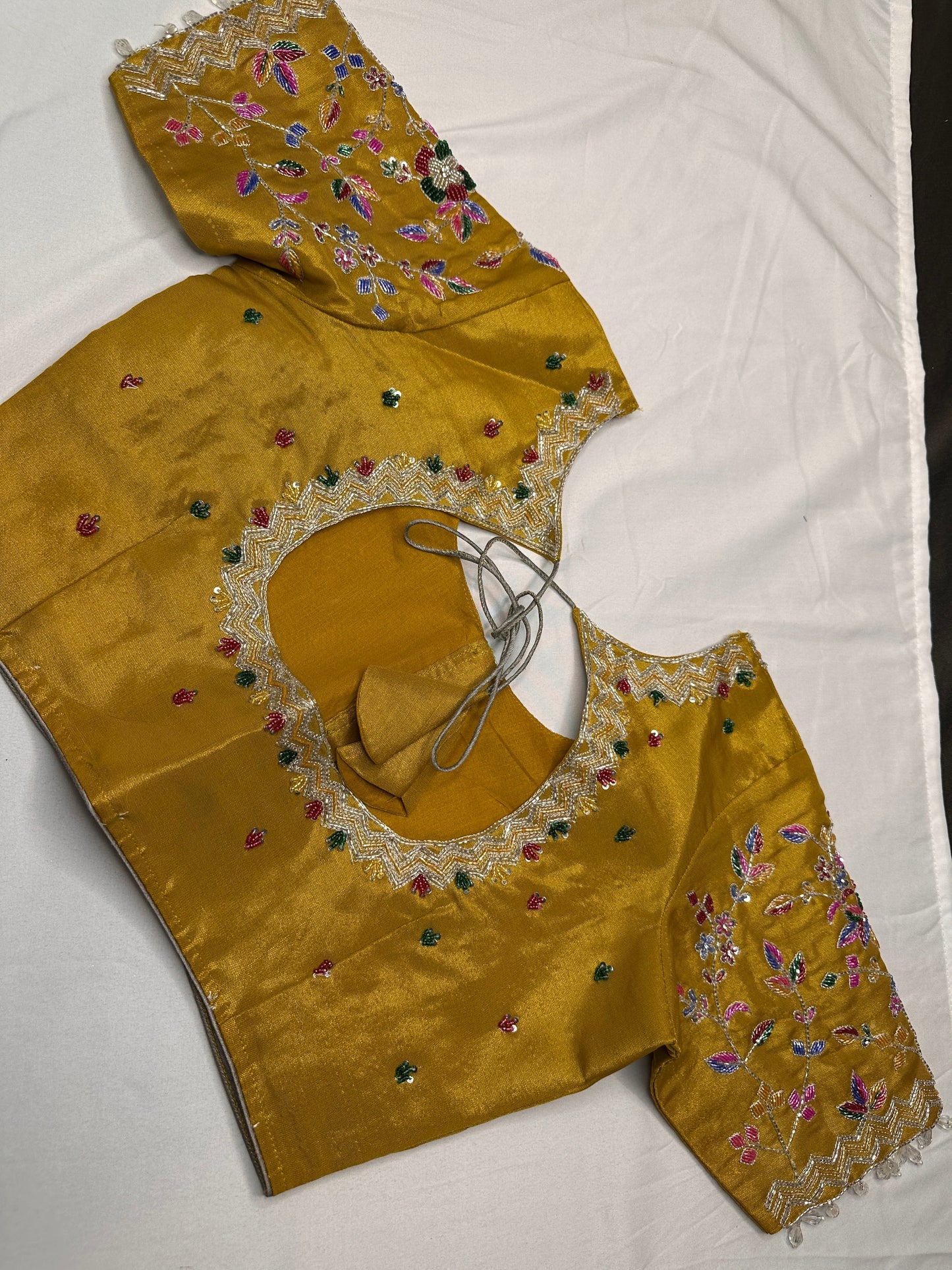 Tissue Golden Multi Color  Maggam Blouse