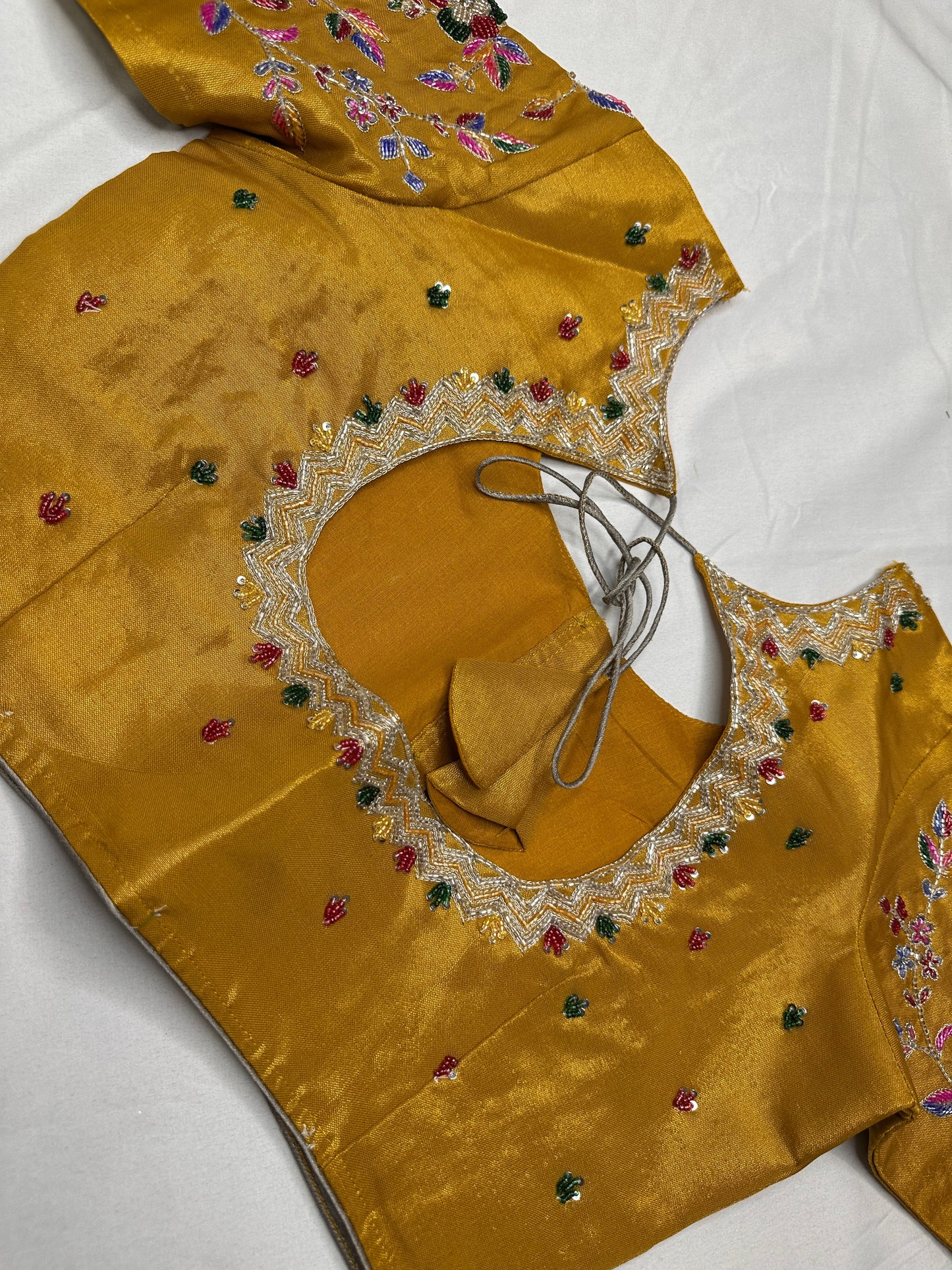Tissue Golden Multi Color  Maggam Blouse