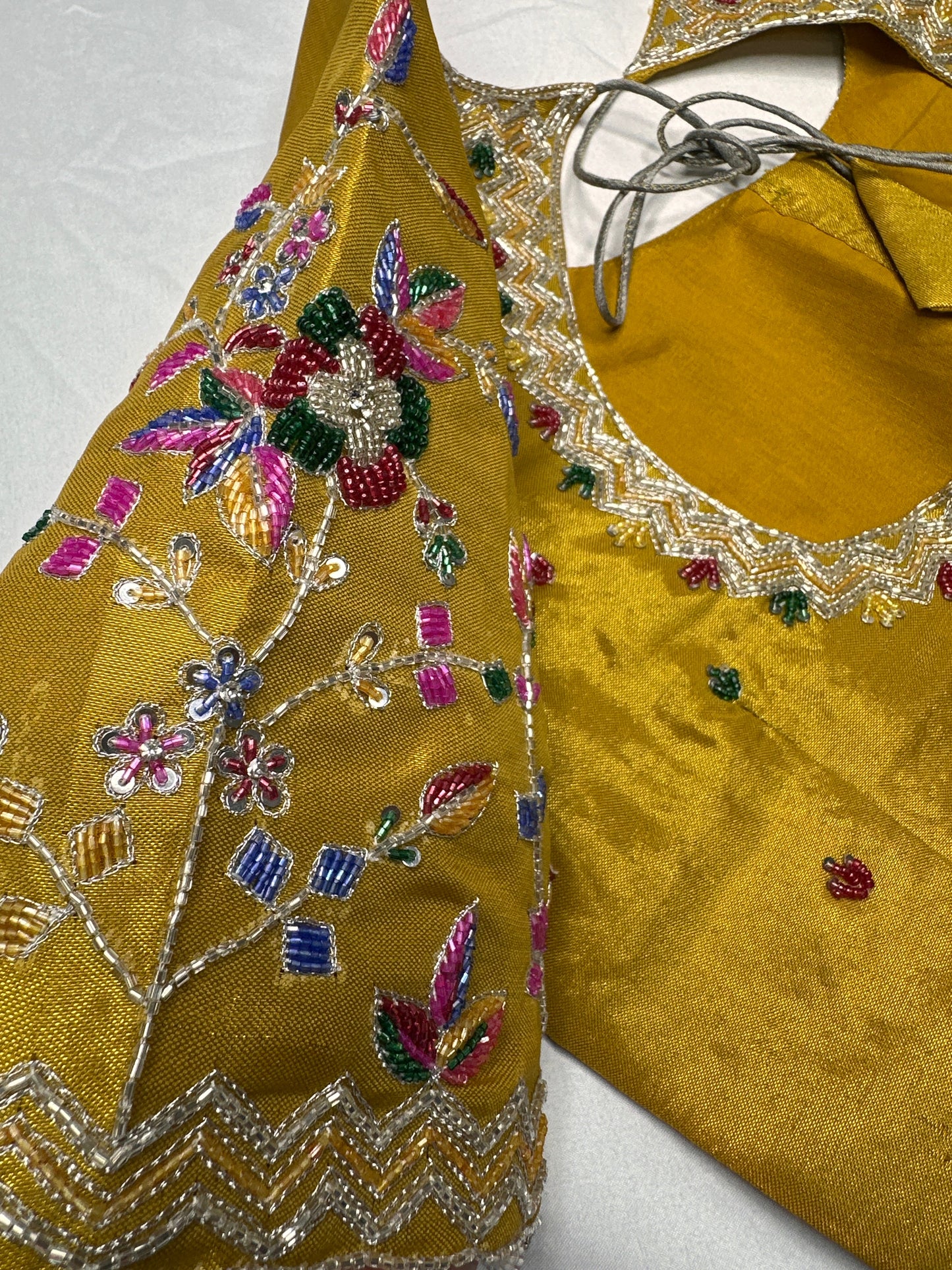 Tissue Golden Multi Color  Maggam Blouse