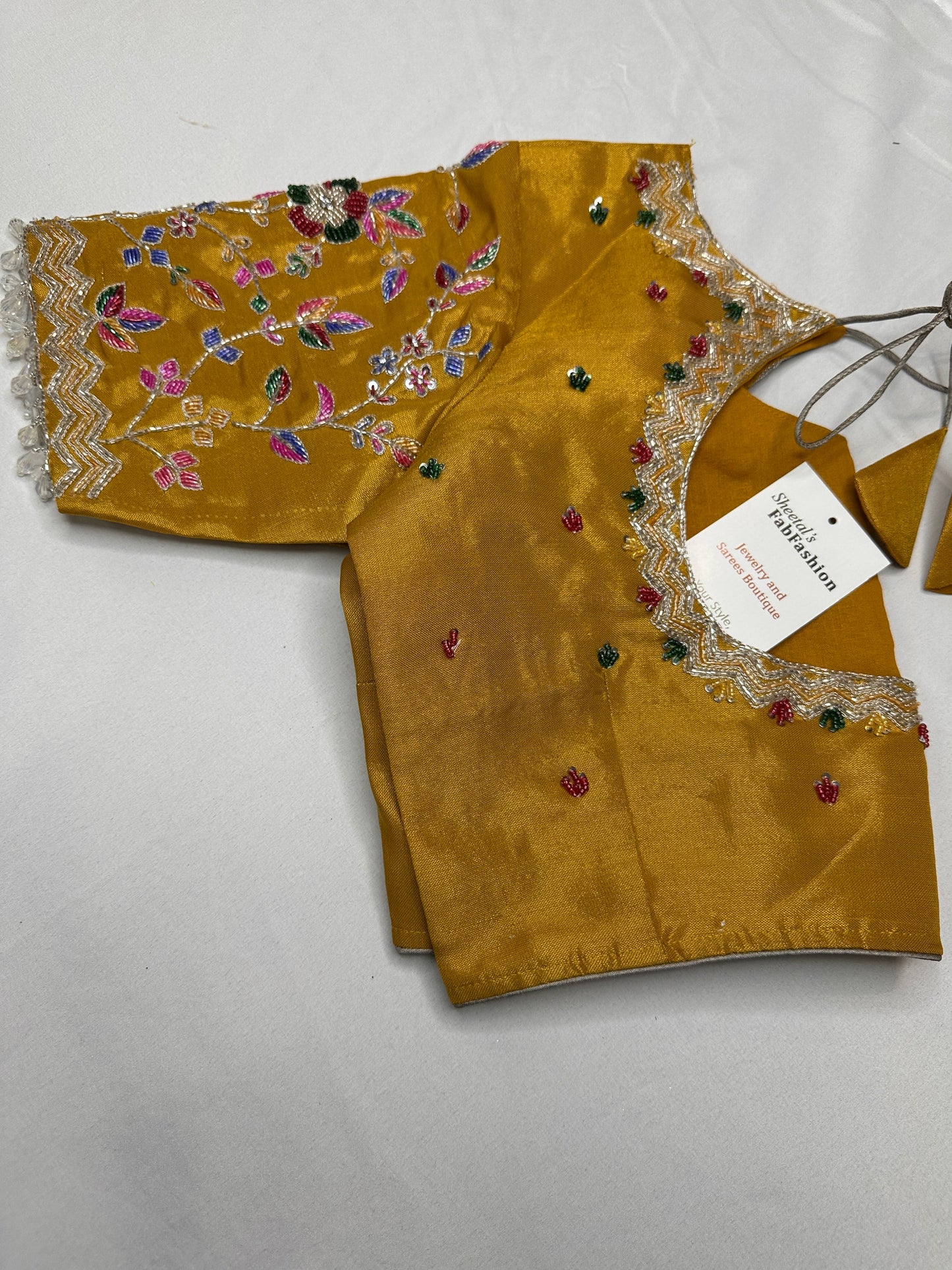 Tissue Golden Multi Color  Maggam Blouse