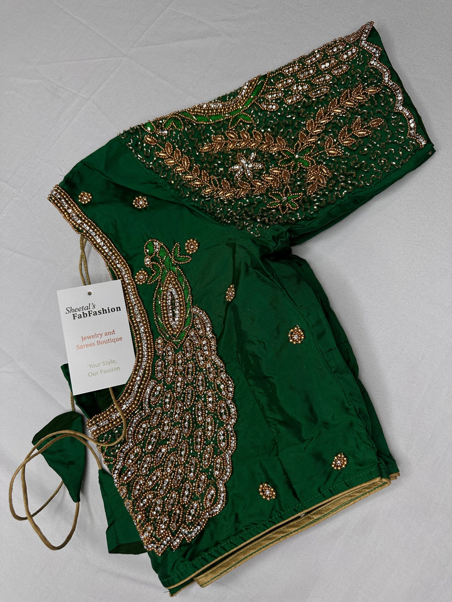 Peacock Zig Zag Maggam Aari Blouse
