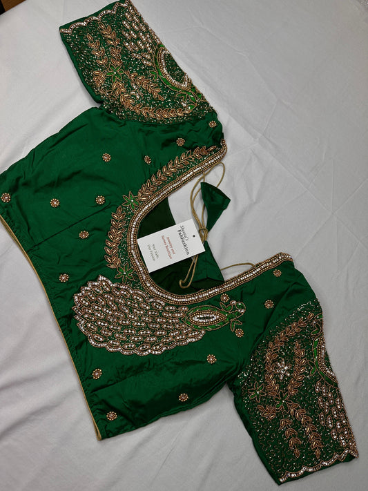 Peacock Zig Zag Maggam Aari Blouse
