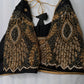 Peacock Zig Zag Maggam Aari Black Blouse