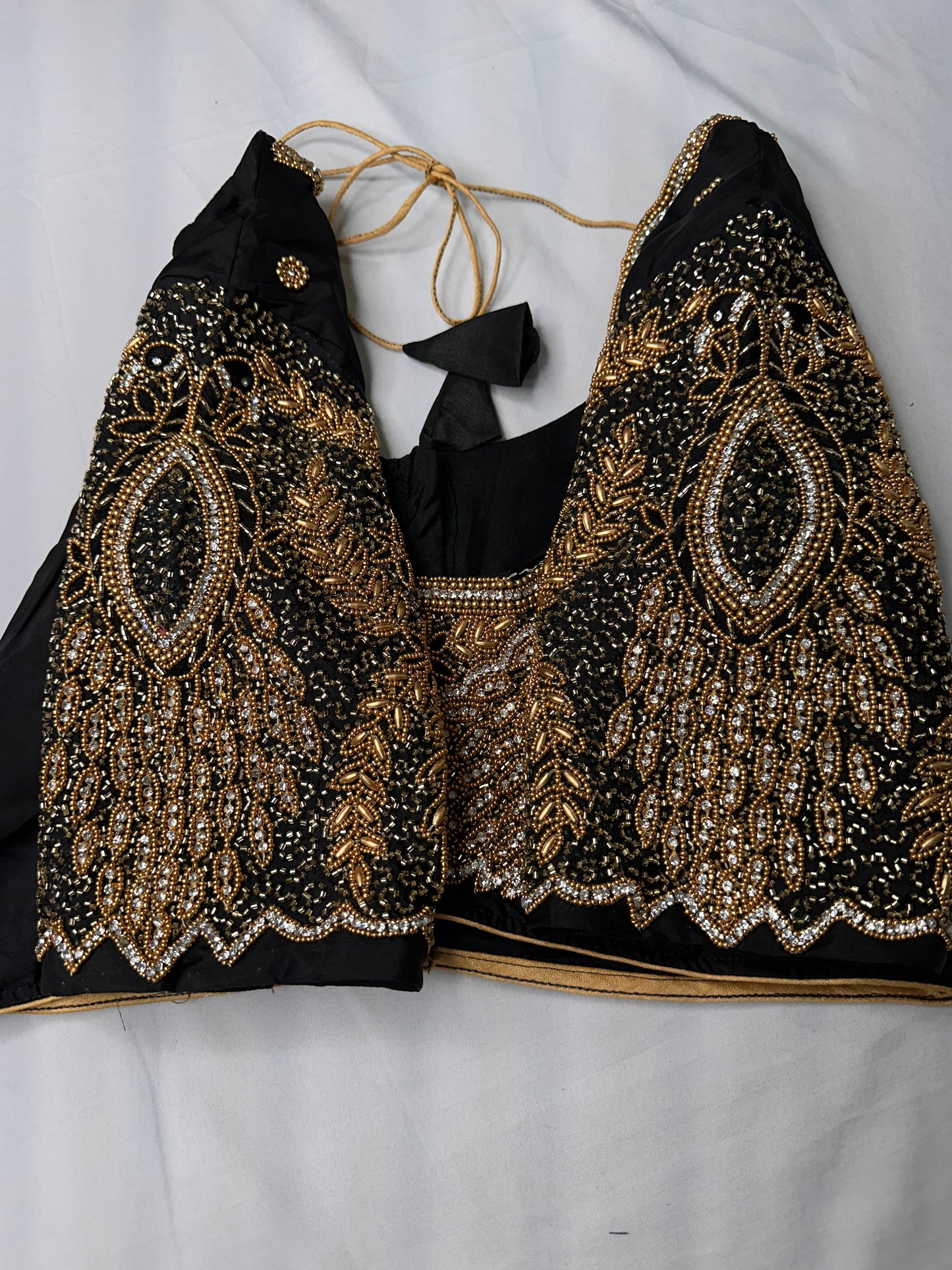 Peacock Zig Zag Maggam Aari Black Blouse