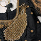 Peacock Zig Zag Maggam Aari Black Blouse