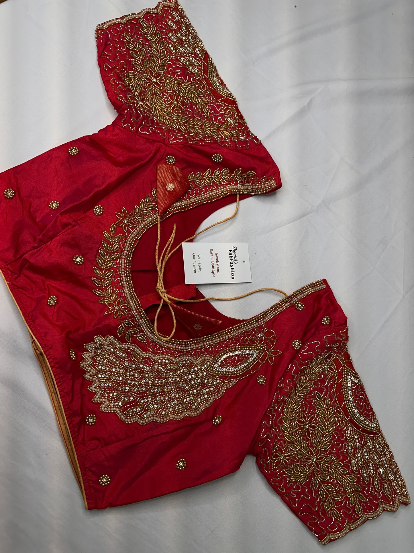Peacock Zig Zag Maggam Aari Pink Blouse