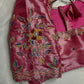 Tissue Pink Multi Color  Maggam Blouse