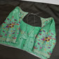 Tissue Green Multi Color  Maggam Blouse