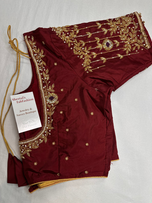 Kardana Pattu Red Maggam Blouse