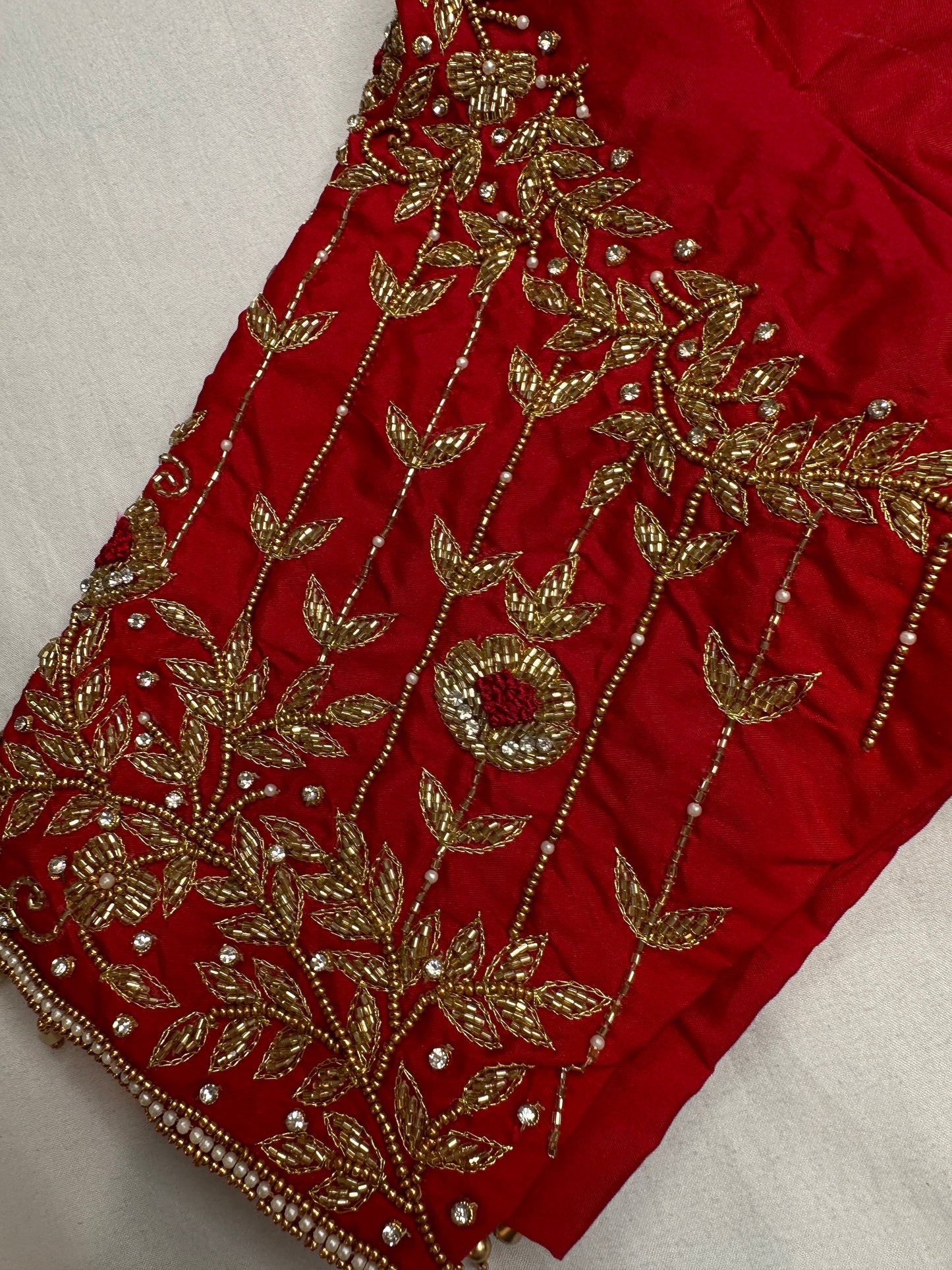 Kardana Pattu Red Maggam Blouse