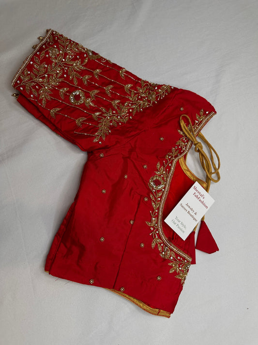 Kardana Pattu Red Maggam Blouse