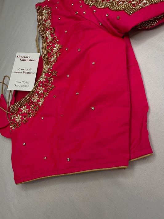 Pearl Aari Maggam Blue Blouse