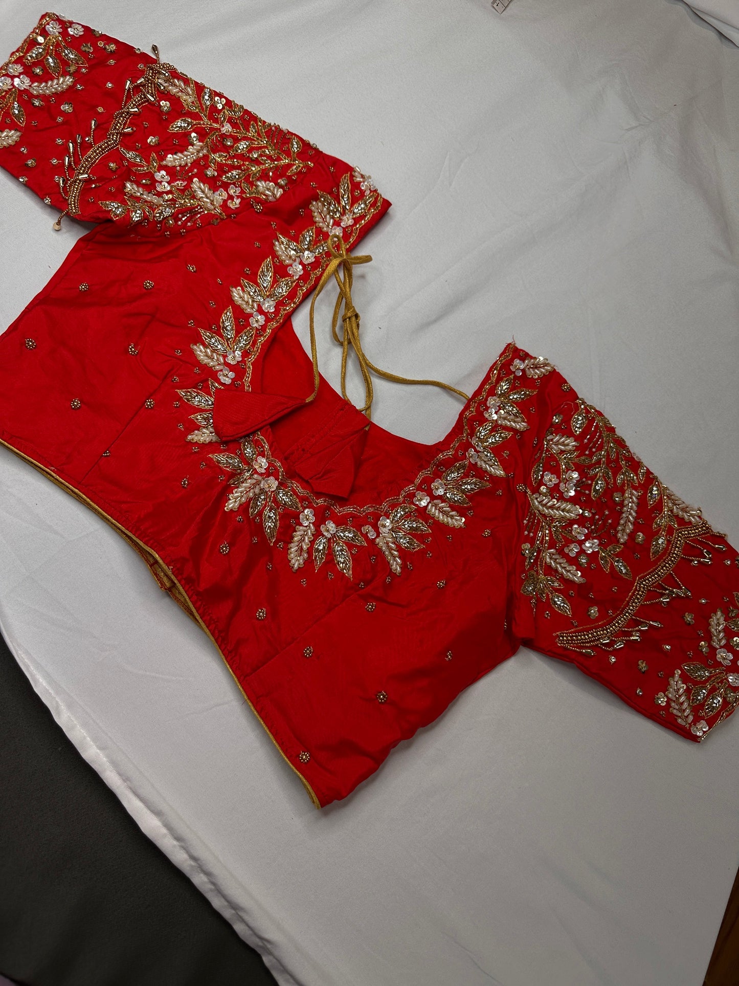 Kardana Red Pearls  Maggam Blouse