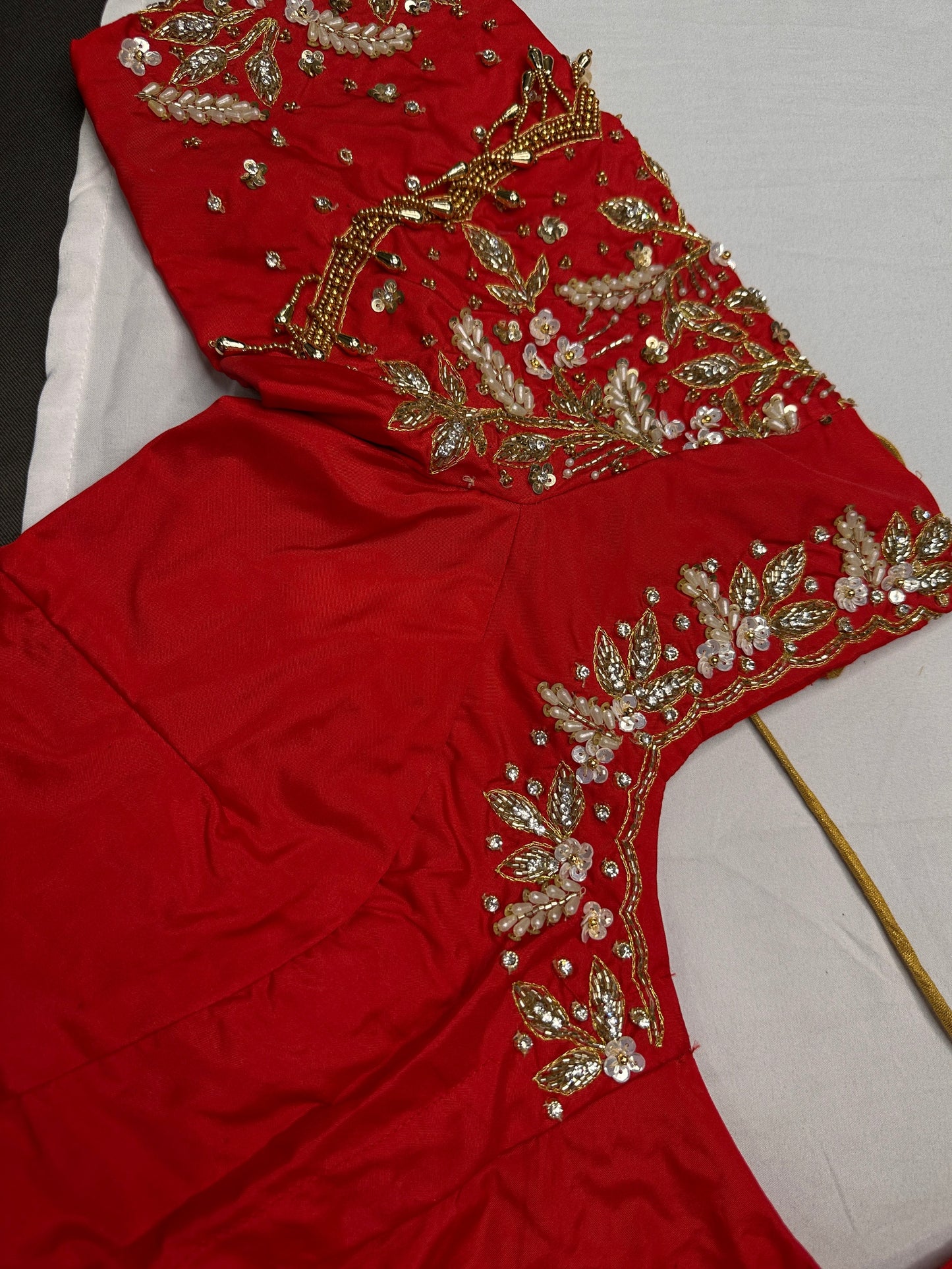 Kardana Red Pearls  Maggam Blouse