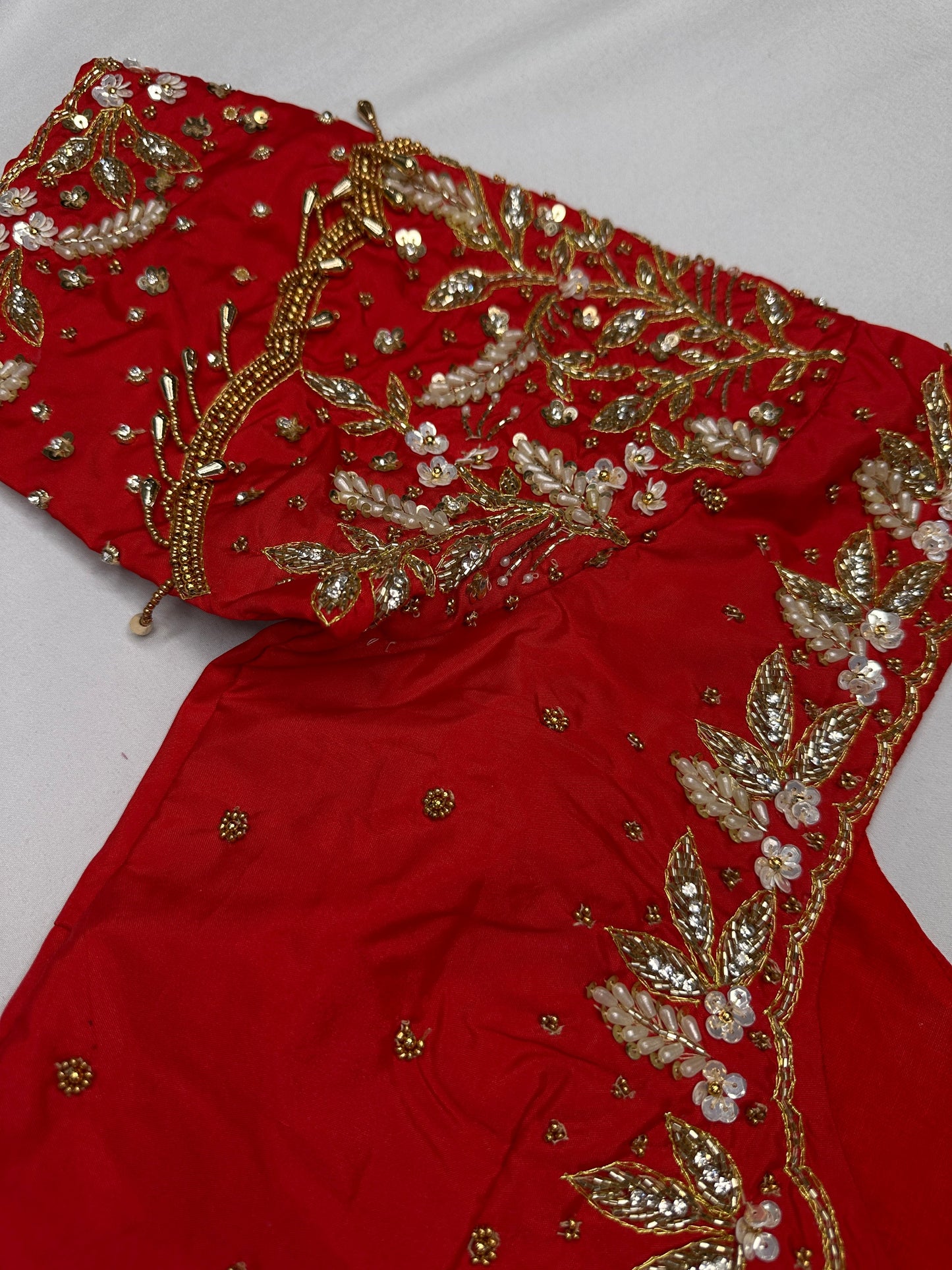 Kardana Red Pearls  Maggam Blouse