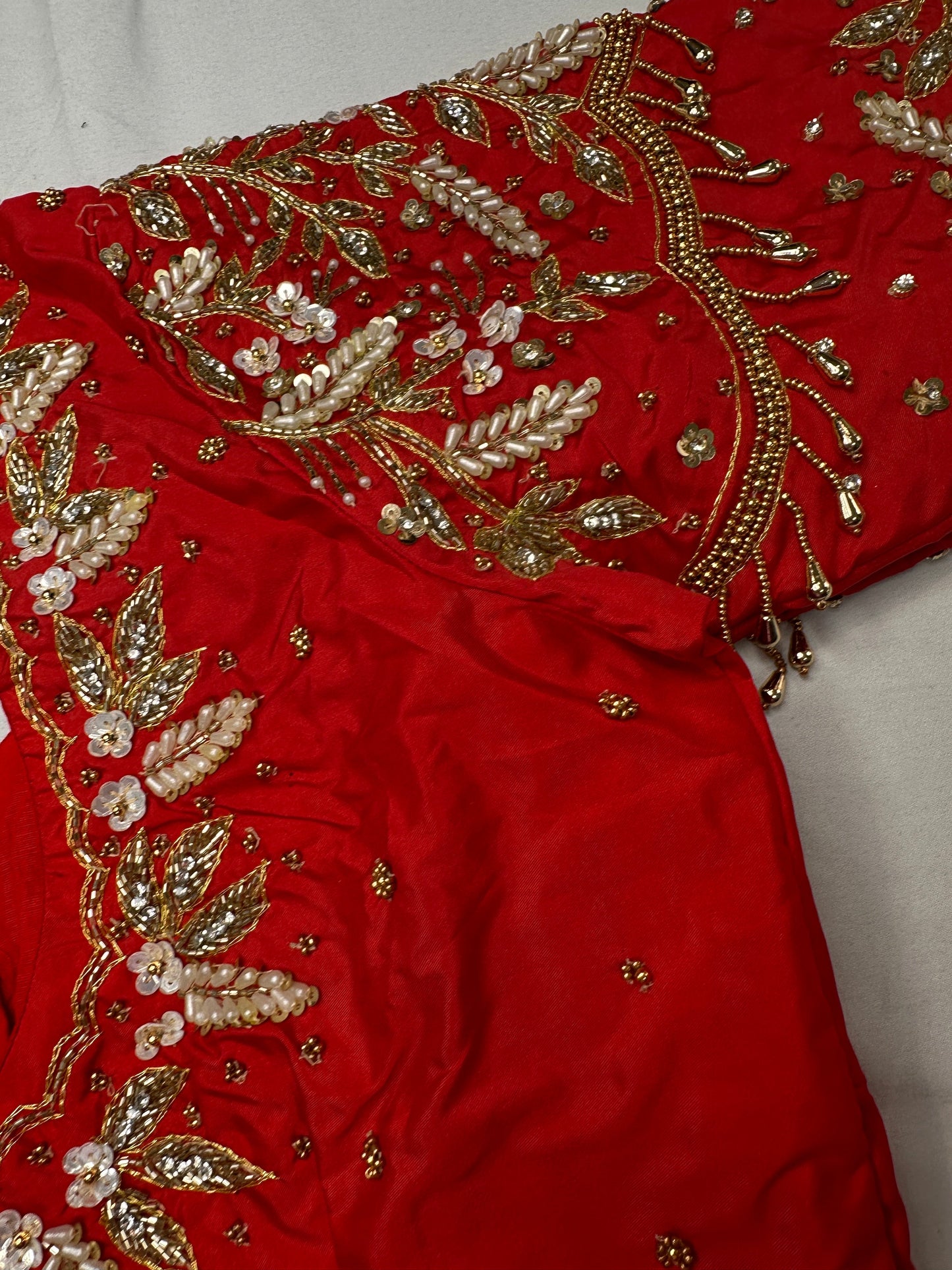 Kardana Red Pearls  Maggam Blouse