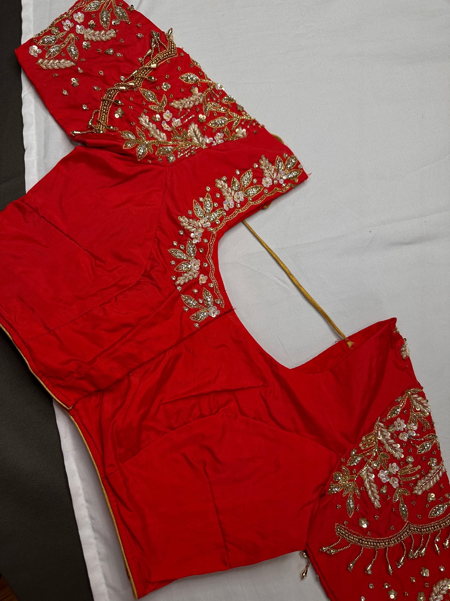 Kardana Red Pearls  Maggam Blouse