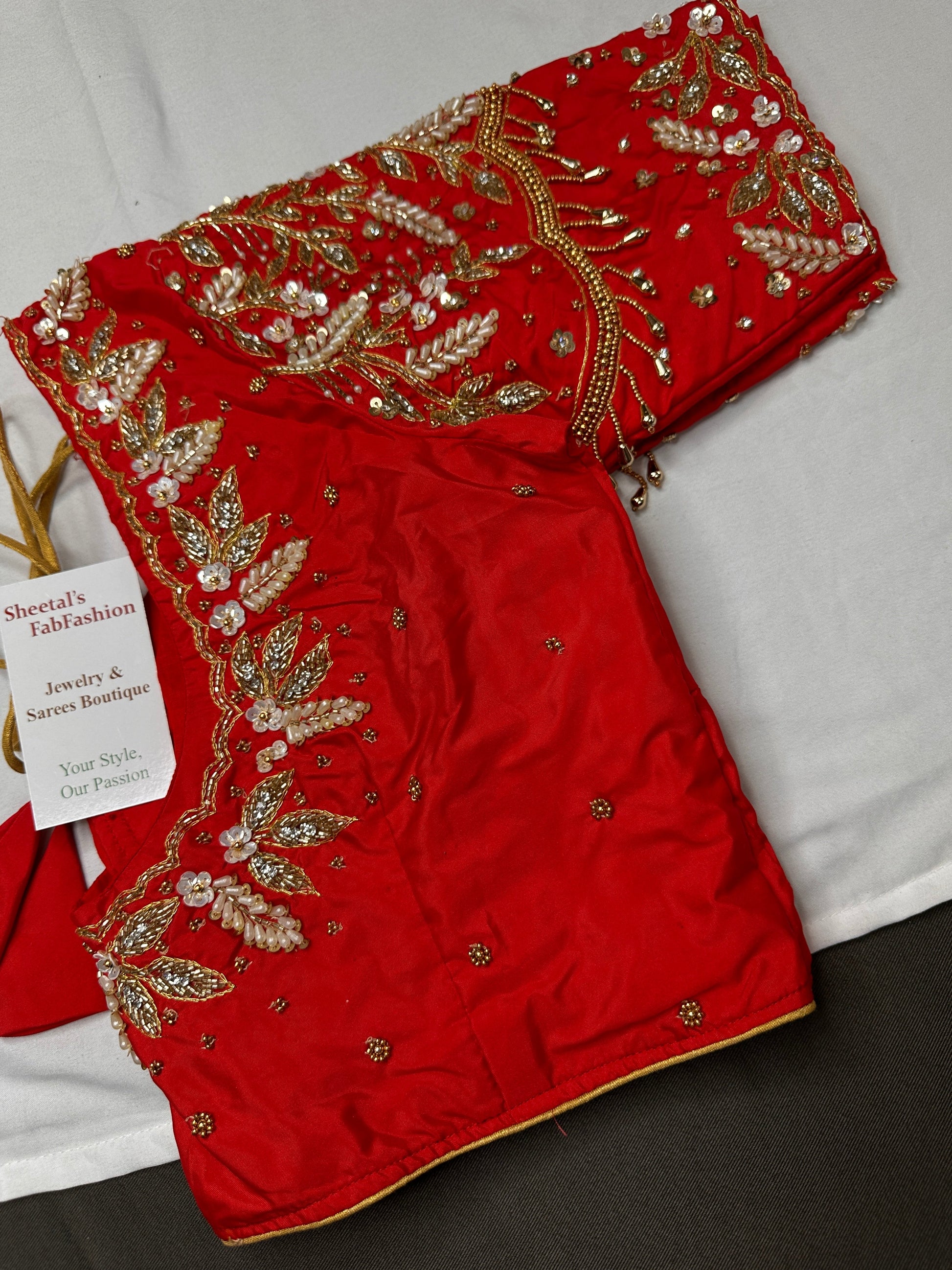 Kardana Red Pearls  Maggam Blouse