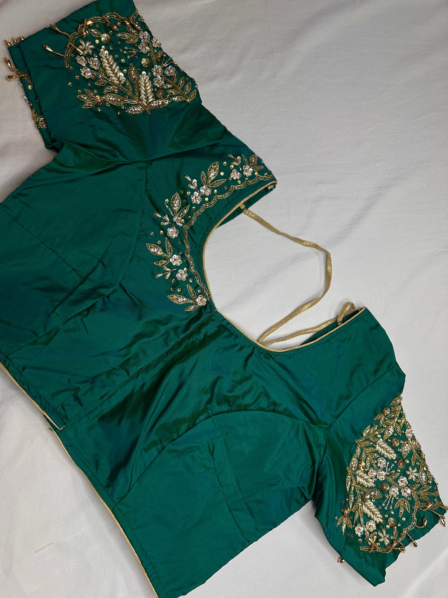 Pearl Maggam Teal Green Blouse